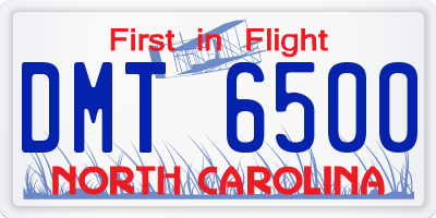 NC license plate DMT6500