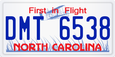 NC license plate DMT6538