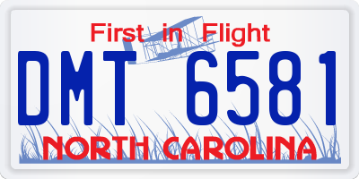 NC license plate DMT6581