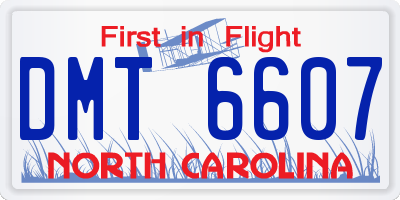 NC license plate DMT6607