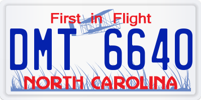 NC license plate DMT6640