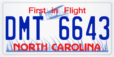NC license plate DMT6643