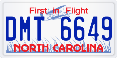 NC license plate DMT6649