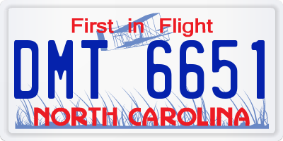 NC license plate DMT6651