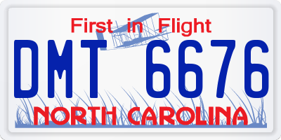 NC license plate DMT6676