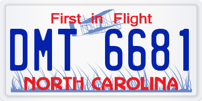NC license plate DMT6681