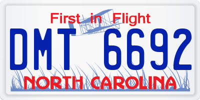 NC license plate DMT6692