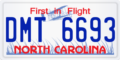 NC license plate DMT6693