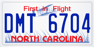NC license plate DMT6704