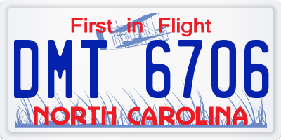 NC license plate DMT6706