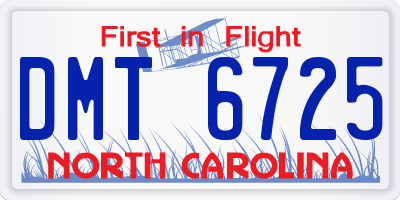 NC license plate DMT6725