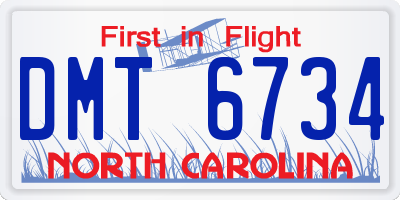 NC license plate DMT6734
