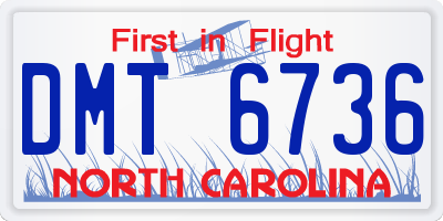 NC license plate DMT6736