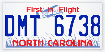 NC license plate DMT6738