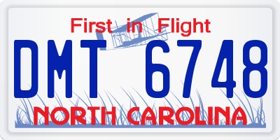 NC license plate DMT6748