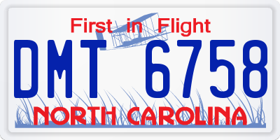 NC license plate DMT6758