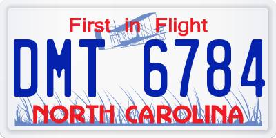 NC license plate DMT6784