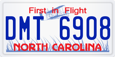 NC license plate DMT6908