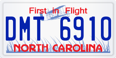 NC license plate DMT6910