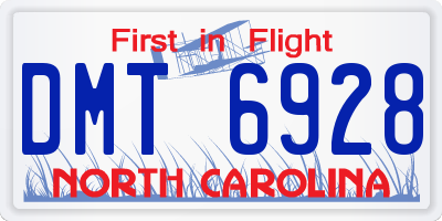 NC license plate DMT6928