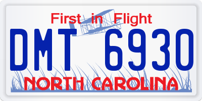 NC license plate DMT6930