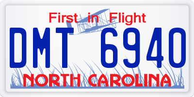 NC license plate DMT6940