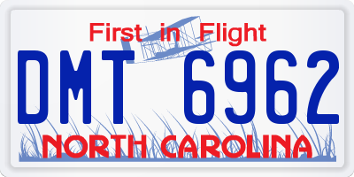 NC license plate DMT6962