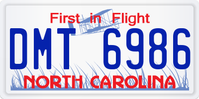 NC license plate DMT6986
