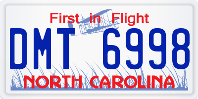 NC license plate DMT6998