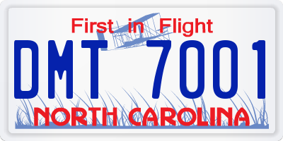 NC license plate DMT7001