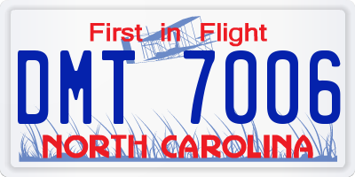 NC license plate DMT7006