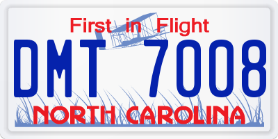 NC license plate DMT7008