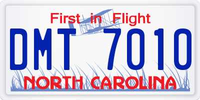 NC license plate DMT7010