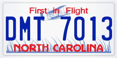 NC license plate DMT7013