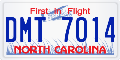NC license plate DMT7014