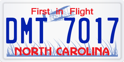 NC license plate DMT7017