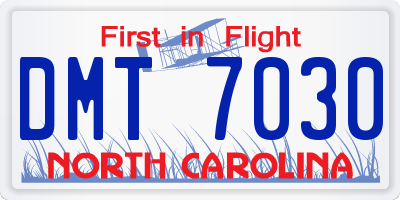 NC license plate DMT7030