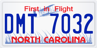 NC license plate DMT7032