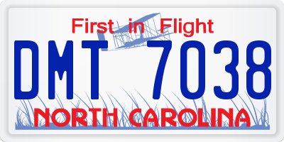 NC license plate DMT7038