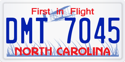 NC license plate DMT7045