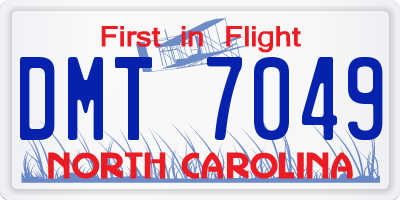 NC license plate DMT7049