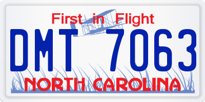 NC license plate DMT7063