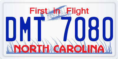 NC license plate DMT7080