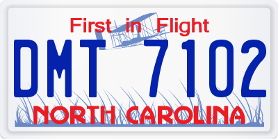 NC license plate DMT7102