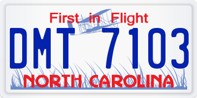 NC license plate DMT7103