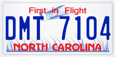 NC license plate DMT7104