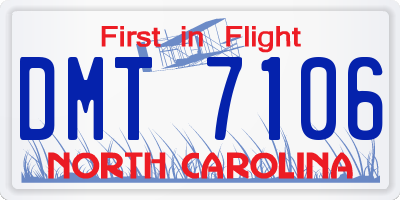 NC license plate DMT7106