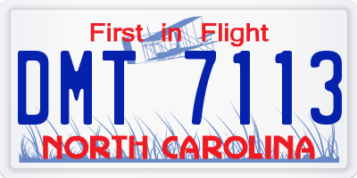 NC license plate DMT7113