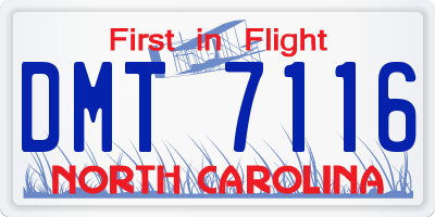 NC license plate DMT7116