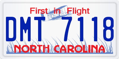 NC license plate DMT7118